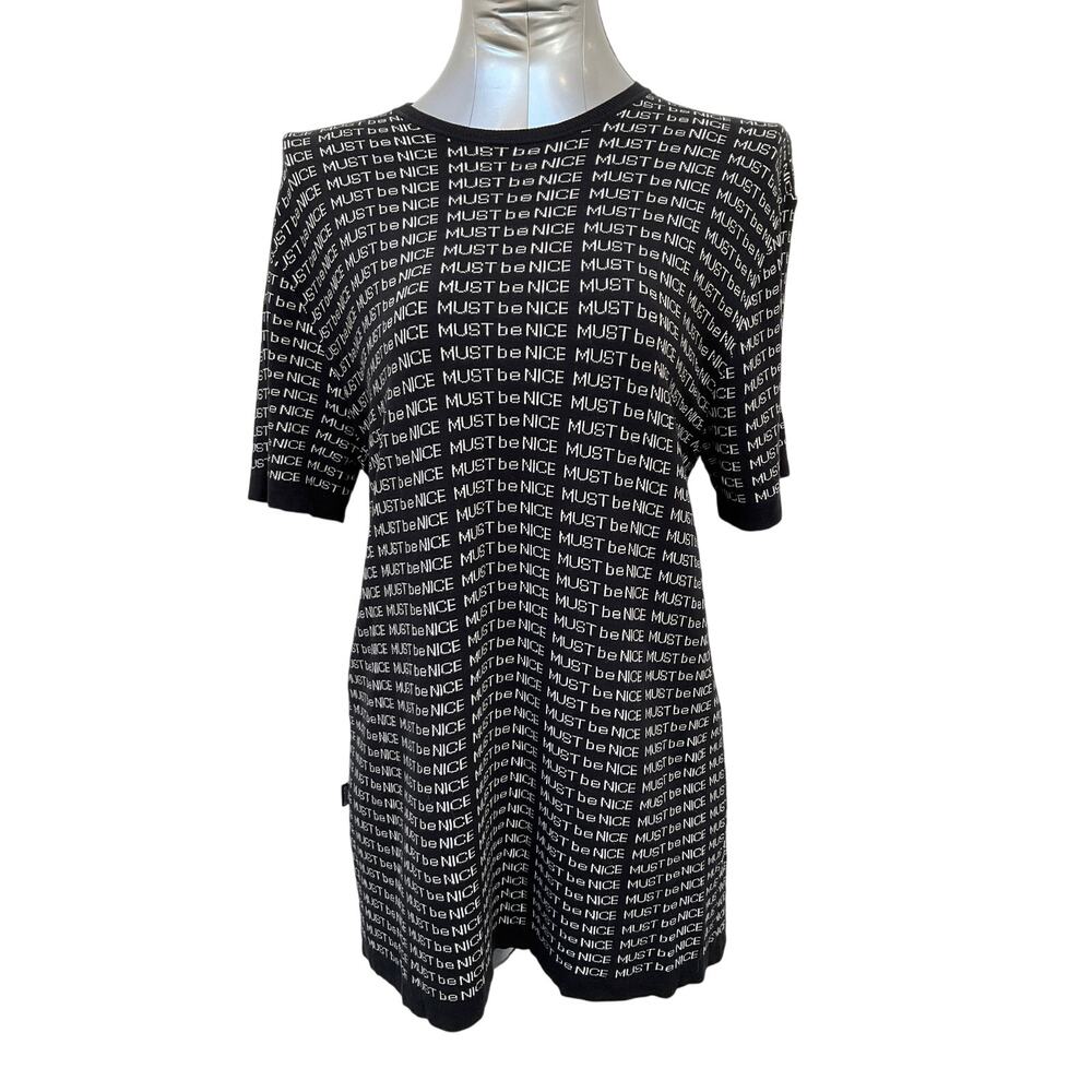 Ripndip Must Be Nice Knit Short Sleeve Tunic Dress Top Womens Size L Black White